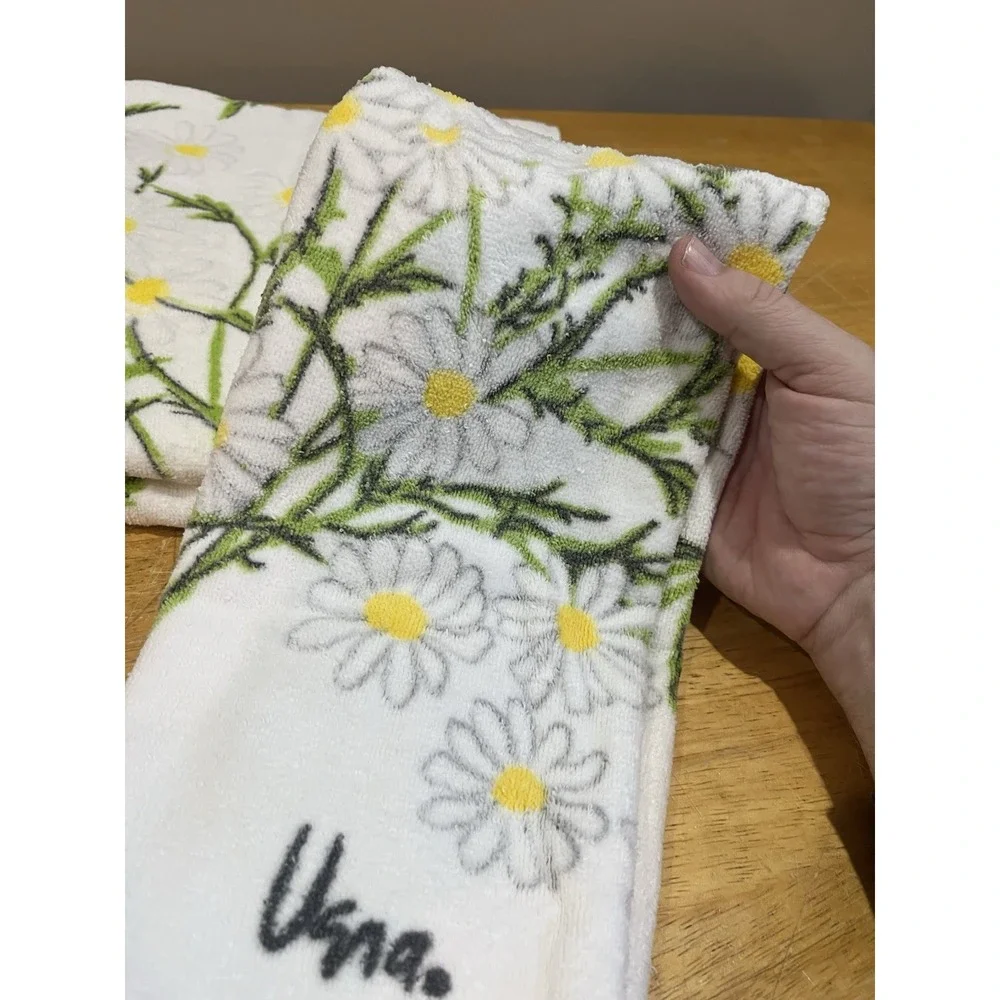 Vintage Vera Burlington Bath Hand Towel Washcloth Daisy Flower USA 3 Piece‎